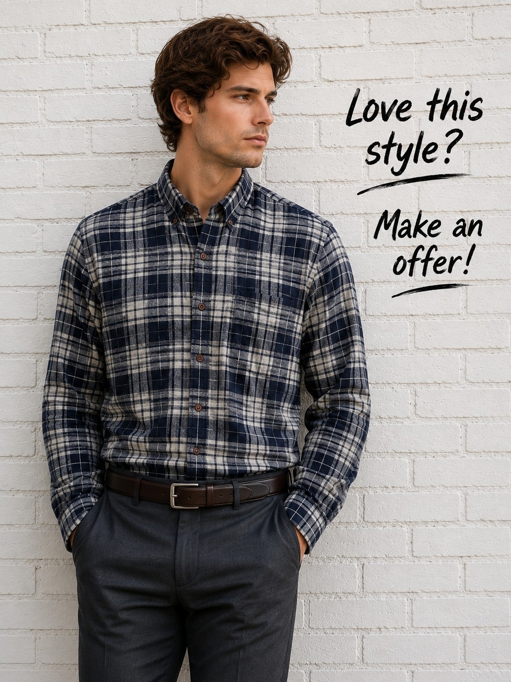 Goodthreads Plaid Flannel Button Down Shirt Slim Fit Blue White Large